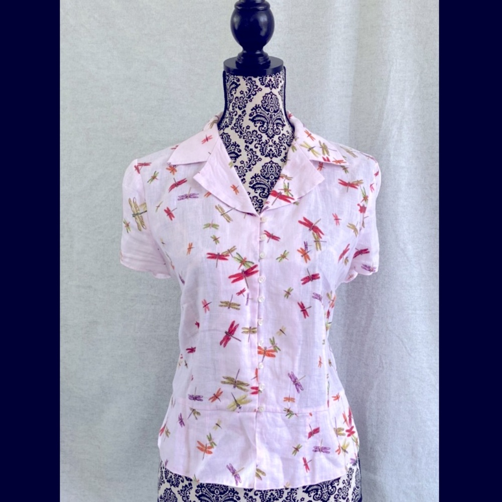 🍯5/$15 Linen Dragon Fly sophisticated top